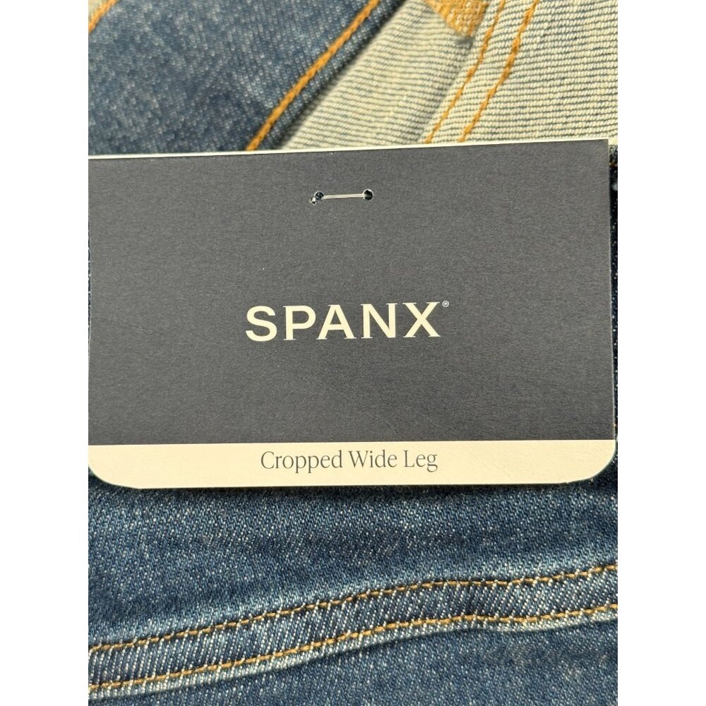 Spanx Cropped Wide-Leg Jeans High-Rise Authentic Blue Size M Stretch Womens NEW - Picture 5 of 11